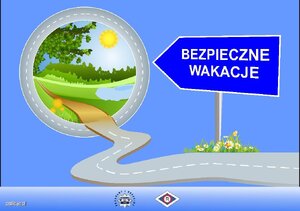 kula ziemska ze strzałką i napisem bezpieczne wakacje
